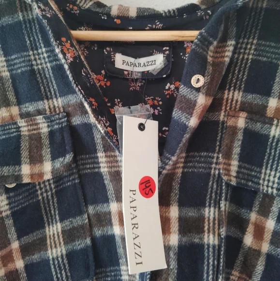 Paparazzi Plaid Flannel Shirt Dress - Picture 6 of 7